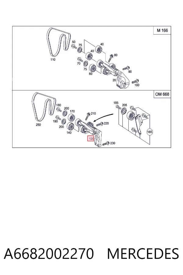 Tensor de correa poli V A6682002270 Mercedes
