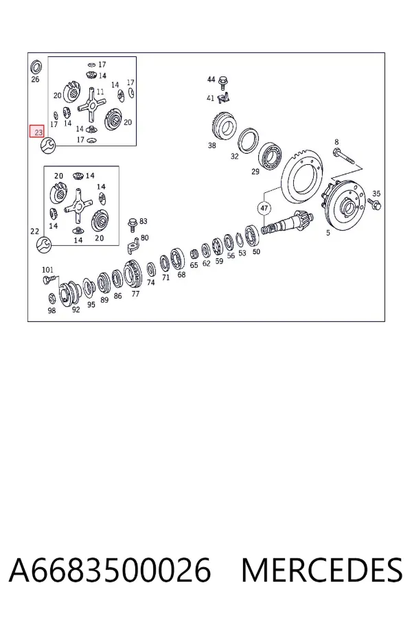 Kit de reparación de diferencial del eje trasero A6683500026 Mercedes