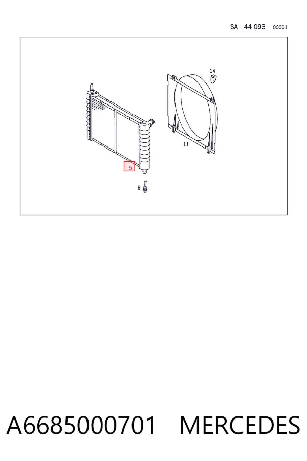 Radiador A6685000701 Mercedes