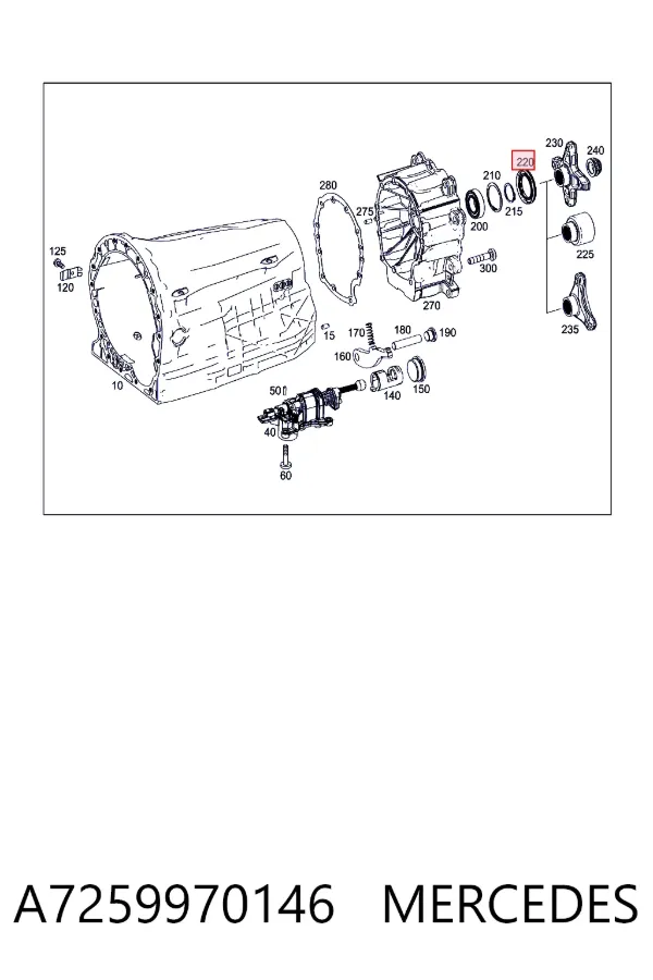 Retén del eje secundario de la transmisión A7259970146 Mercedes
