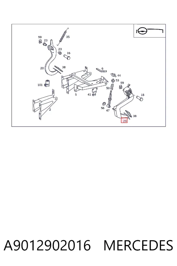 Pedal embrague A9012902016 Mercedes