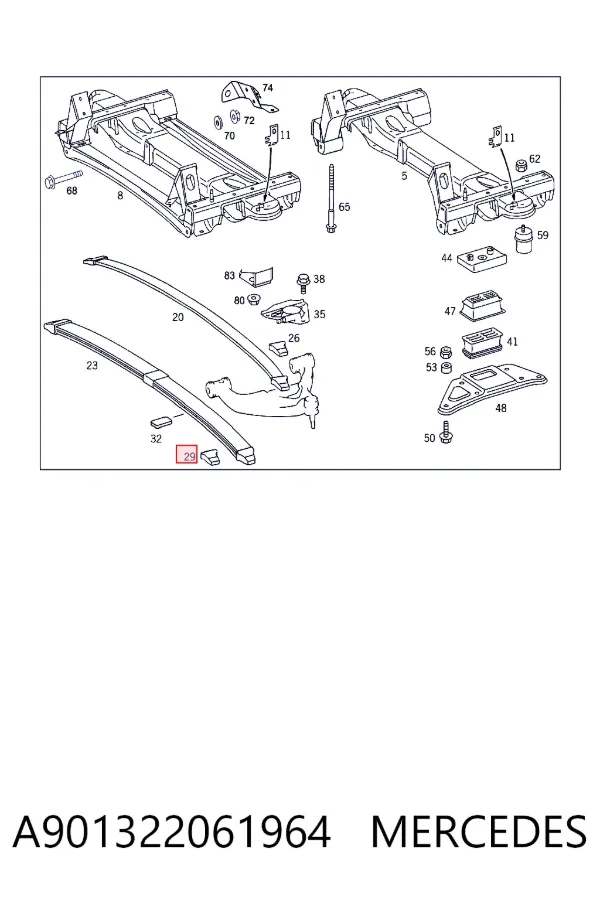 Soporte de la ballesta delantera A901322061964 Mercedes