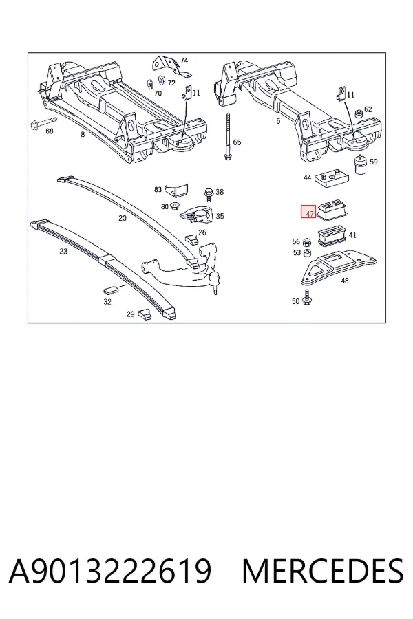 Tope de la ballesta delantera A9013222619 Mercedes