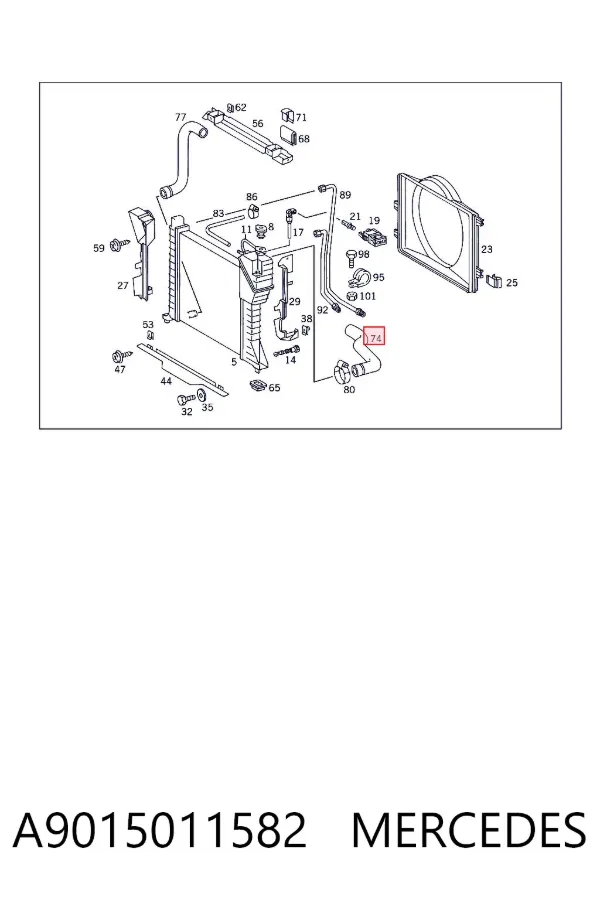 Manguera superior del radiador A9015011582 Mercedes