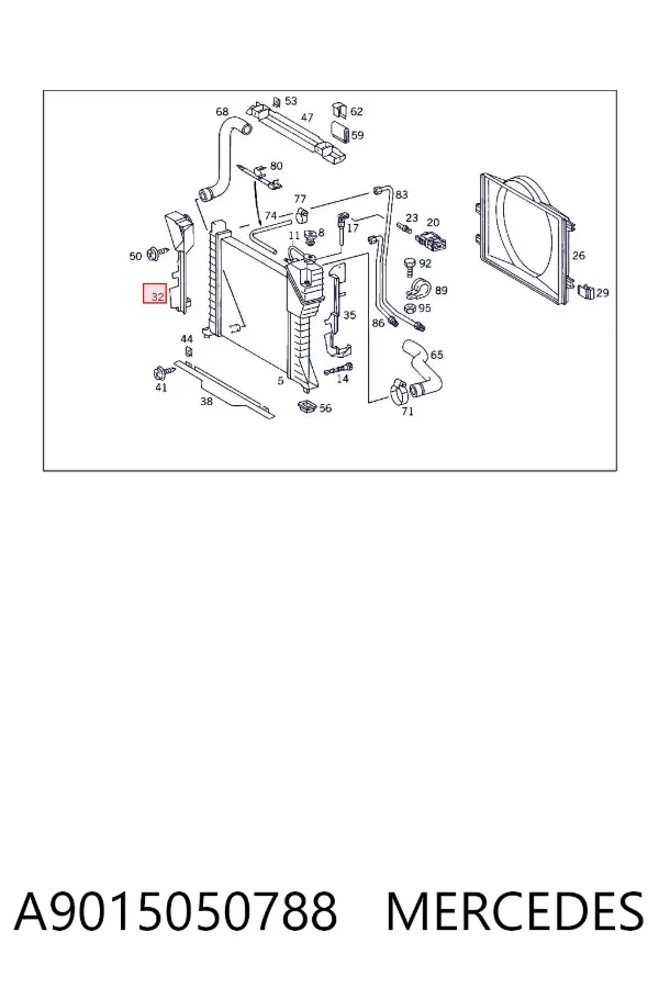 Deflector de aire del radiador derecho A9015050788 Mercedes