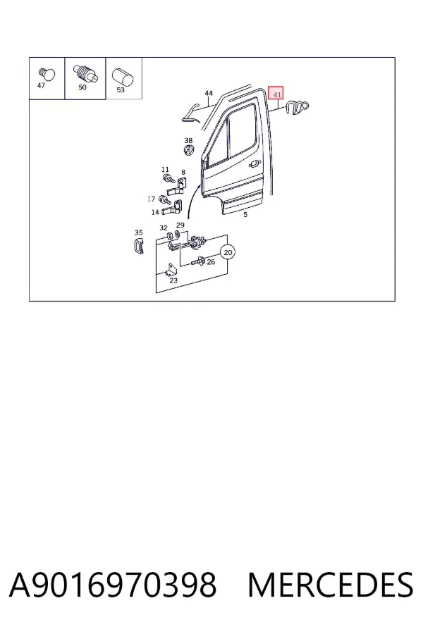 Junta de puerta delantera (en la carrocería) A9016970398 Mercedes