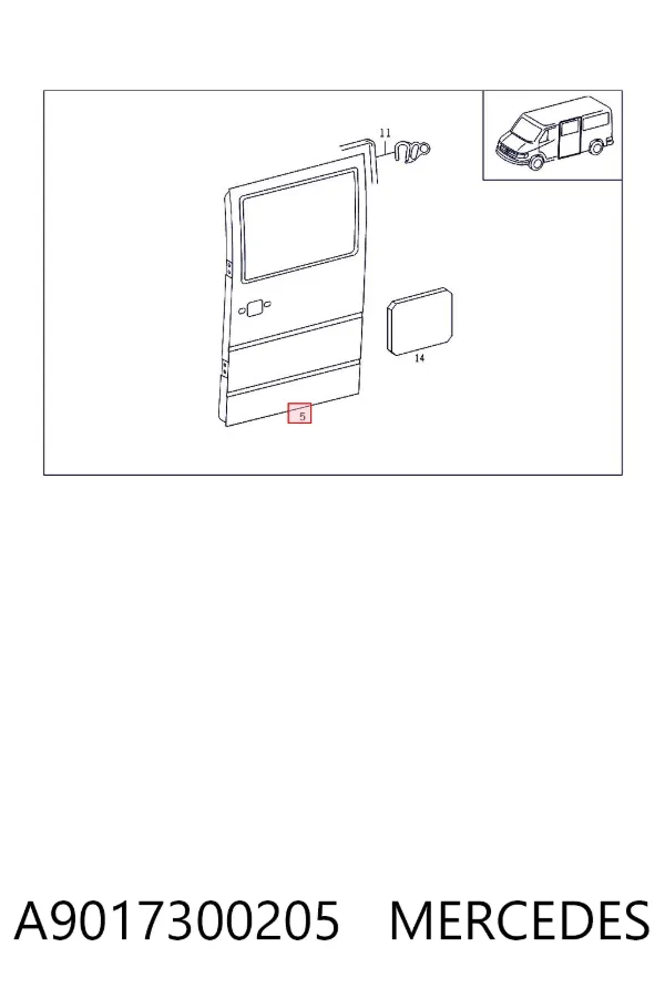Puerta lateral corrediza derecha A9017300205 Mercedes
