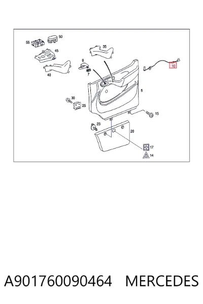 Cable de apertura de cerradura de puerta delantera derecha MERCEDES A901760090464