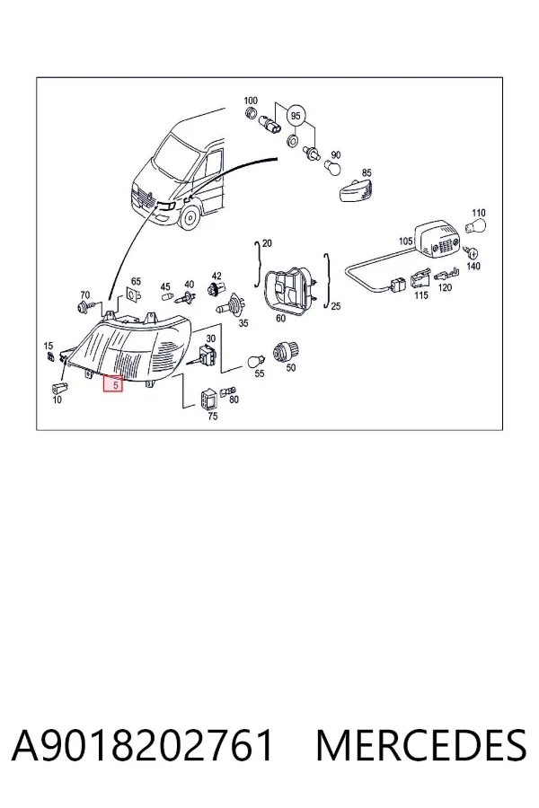 Faro derecho A9018202761 Mercedes