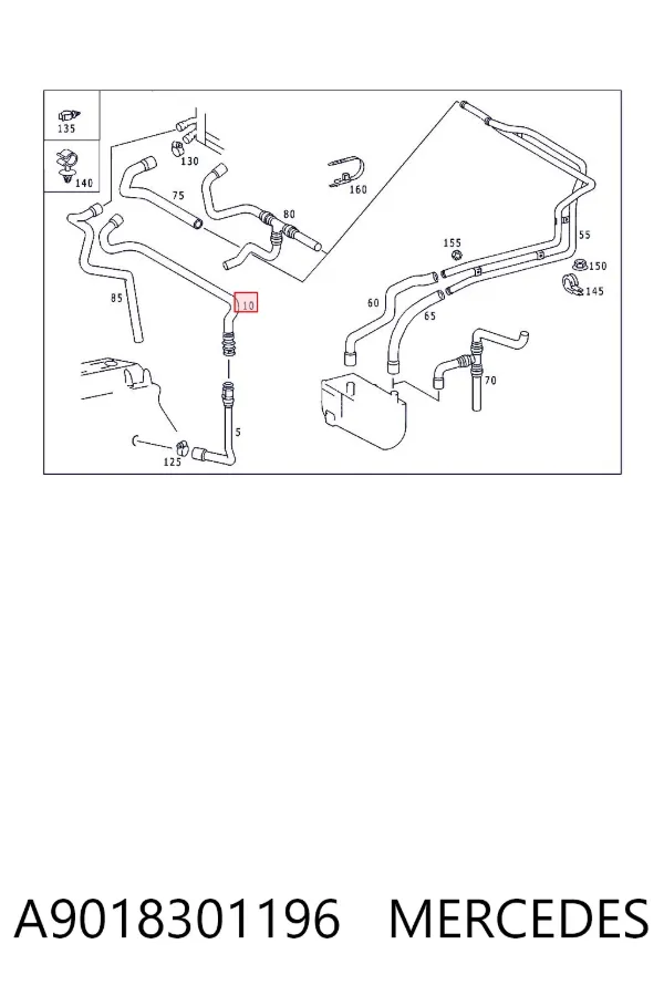 Manguera radiador A9018301196 Mercedes
