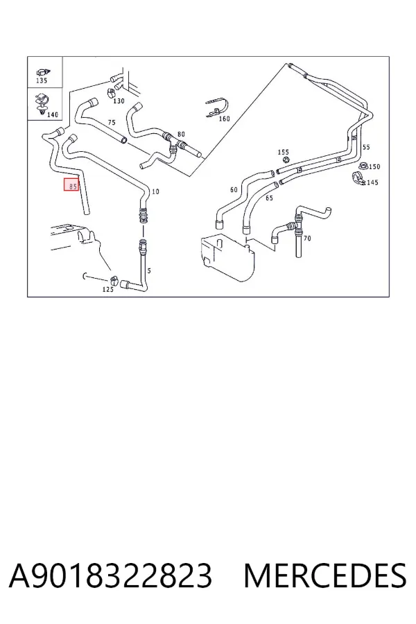 Manguera de calefacción, retorno A9018322823 Mercedes