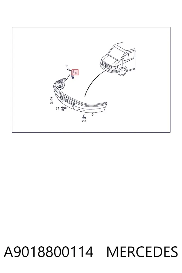 Soporte de parachoques delantero A9018800114 Mercedes