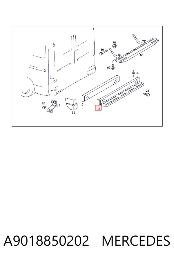 Parachoques trasero, parte central A9018850202 Mercedes