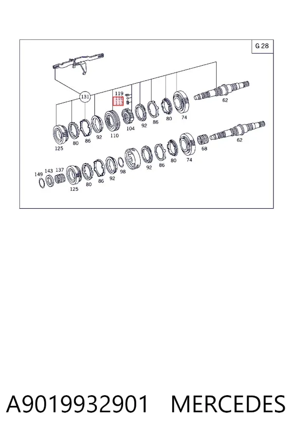 Resorte del sincronizador de la caja de cambios A9019932901 Mercedes
