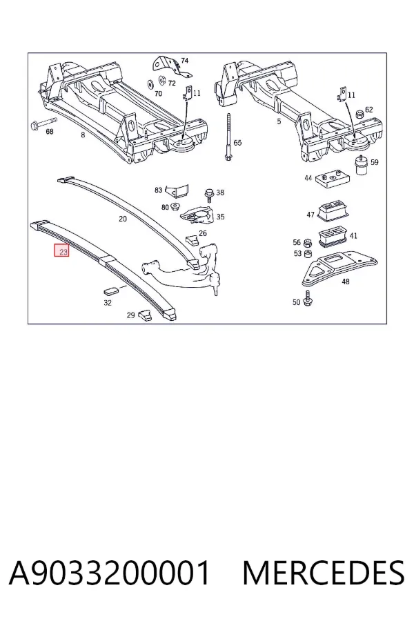 Ballesta de suspensión delantera A9033200001 Mercedes