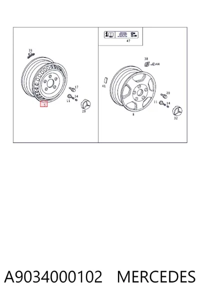 Rin de acero estampado MERCEDES A9034000102