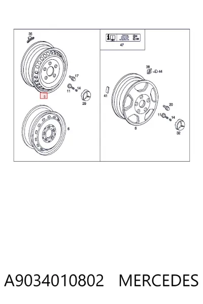 Rin de acero estampado MERCEDES A9034010802