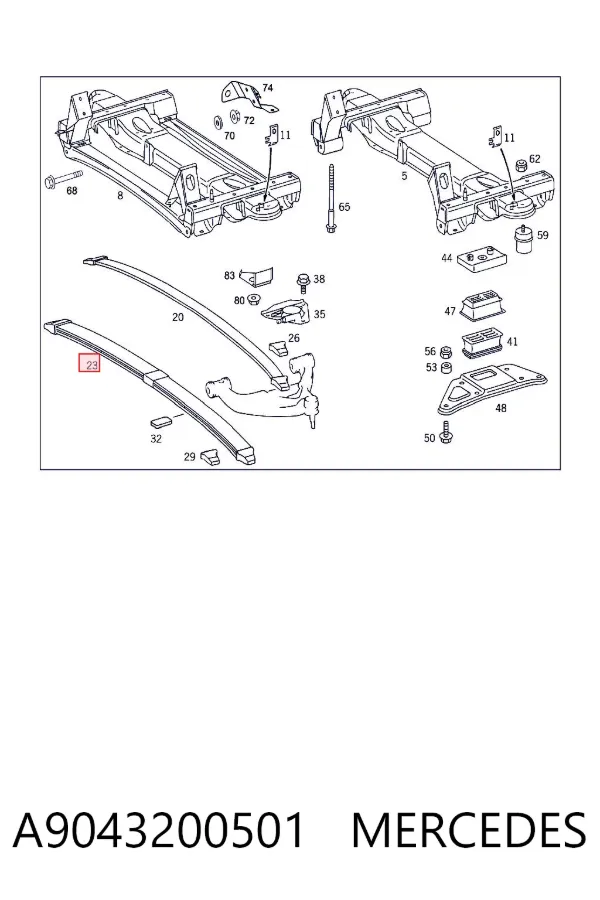 Ballesta de suspensión delantera A9043200501 Mercedes