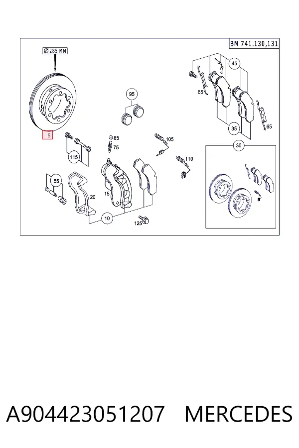 Disco de freno trasero A904423051207 Mercedes