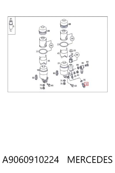 Válvula de retorno de combustible MERCEDES A9060910224