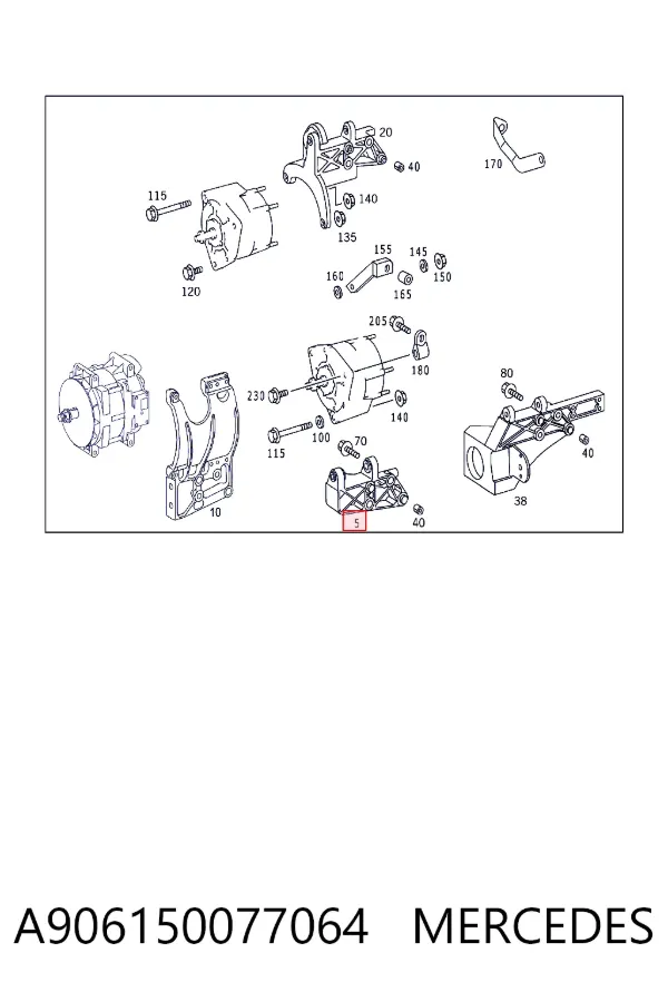 Soporte del alternador A906150077064 Mercedes