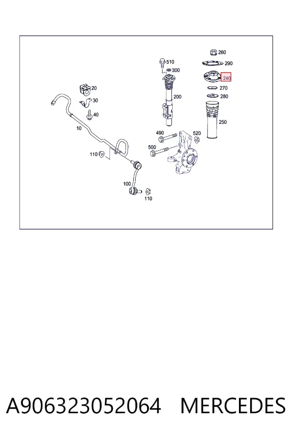 Soporte del amortiguador delantero A906323052064 Mercedes