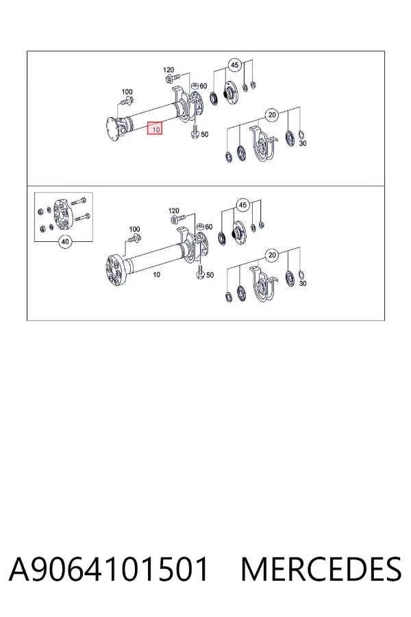 Árbol de transmision delantero A9064101501 Mercedes
