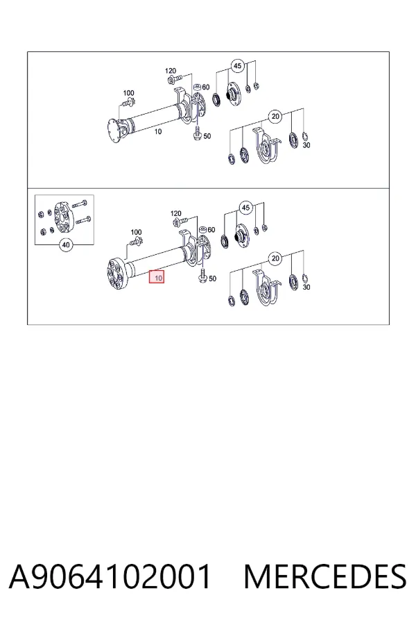 Árbol de transmision delantero A9064102001 Mercedes