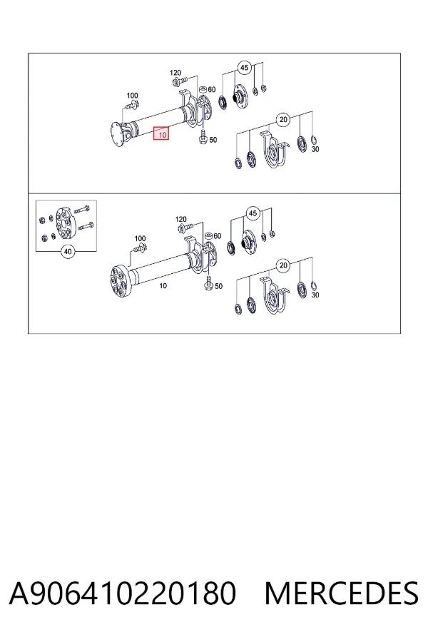 Árbol de transmision delantero A906410220180 Mercedes