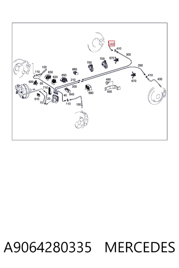 Latiguillo de freno trasero A9064280335 Mercedes