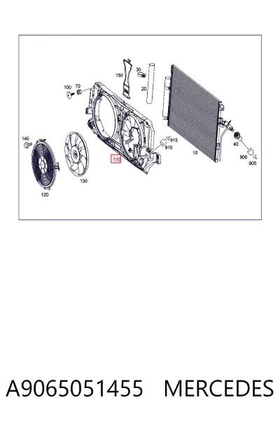 Difusor del radiador del aire acondicionado MERCEDES A9065051455