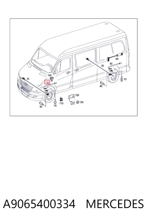 Sensor de desgaste de las pastillas de freno delanteras A9065400334 Mercedes