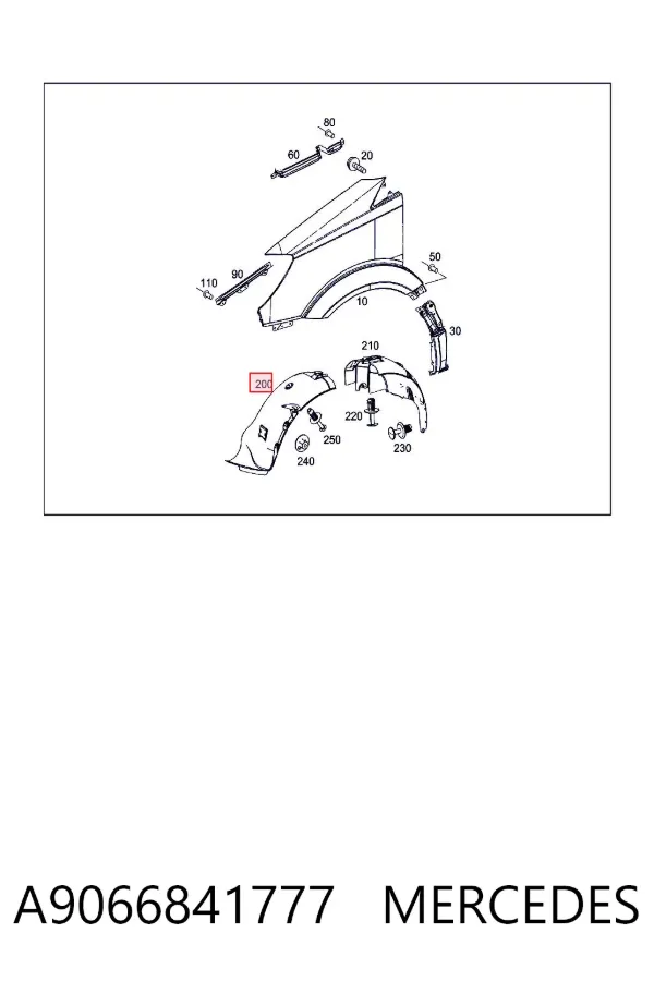 Guardalodos interior delantero derecho A9066841777 Mercedes