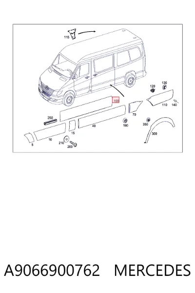 Moldura de puerta corredera MERCEDES A9066900762