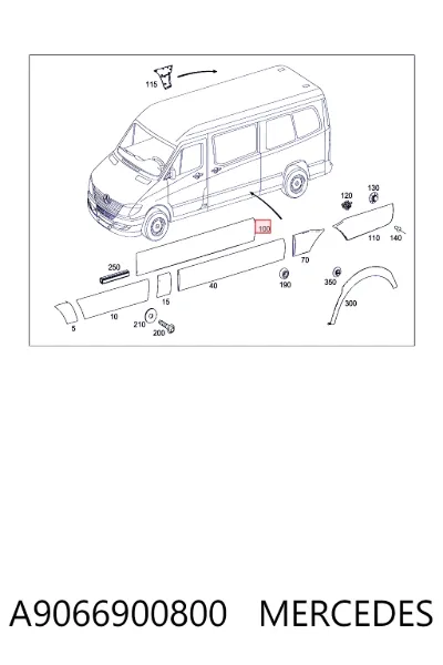 Moldura de puerta corredera MERCEDES A9066900800