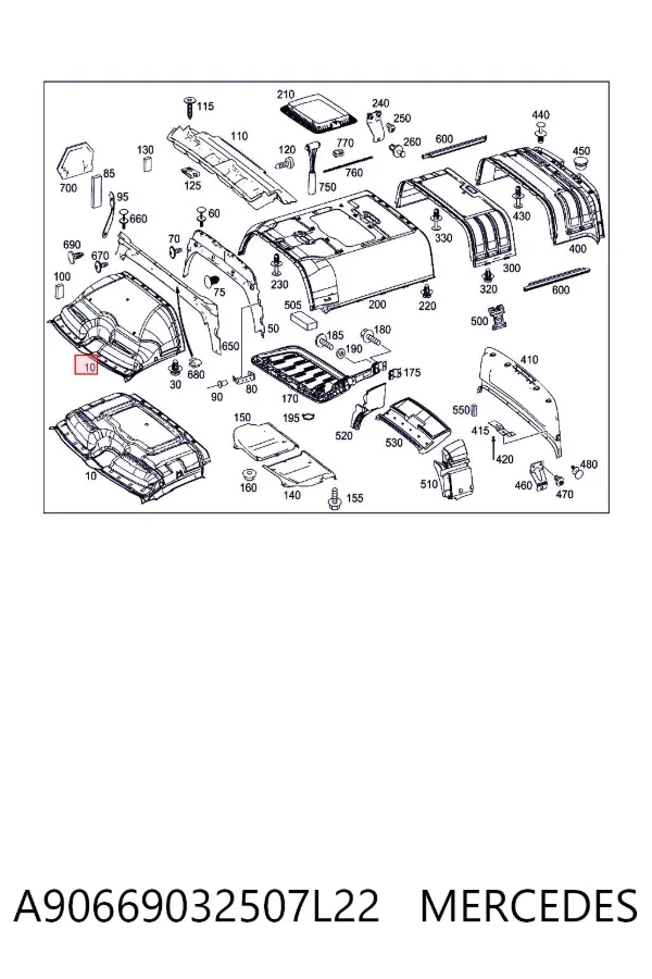 Techo interior A90669032507L22 Mercedes