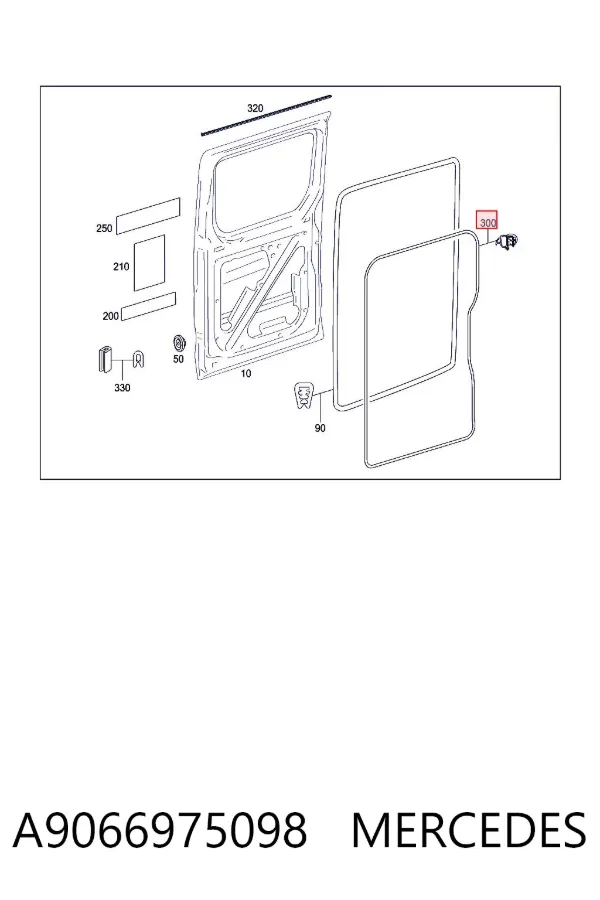 Junta de puerta lateral corrediza A9066975098 Mercedes