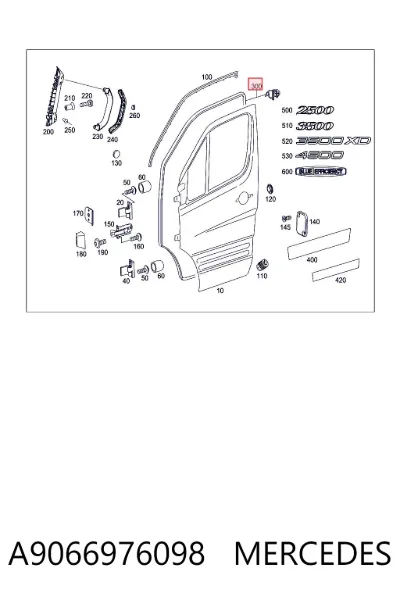 Junta de puerta delantera (en la carrocería) MERCEDES A9066976098