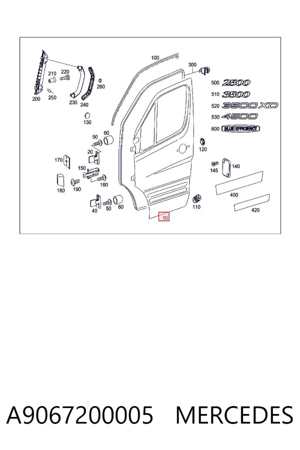 Puerta delantera izquierda A9067200005 Mercedes