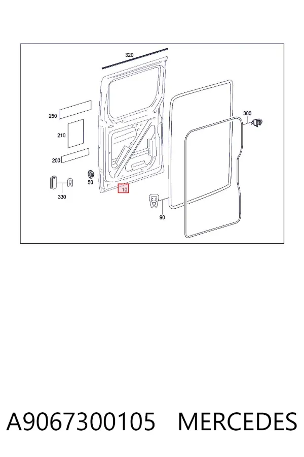 Puerta lateral corrediza derecha A9067300105 Mercedes