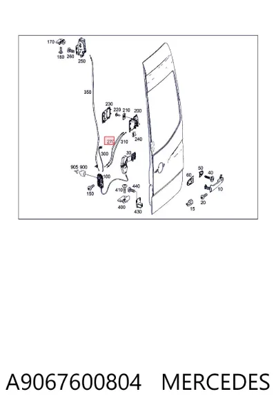Cable de apertura de cerradura de puerta trasera MERCEDES A9067600804