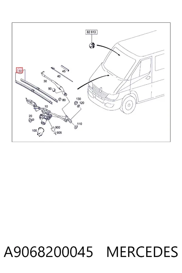 Limpiaparabrisas delanteras A9068200045 Mercedes