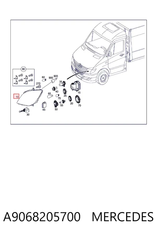 Faro derecho A9068205700 Mercedes