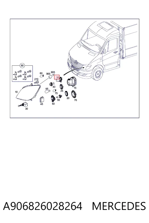 Portalámparas de faro A906826028264 Mercedes