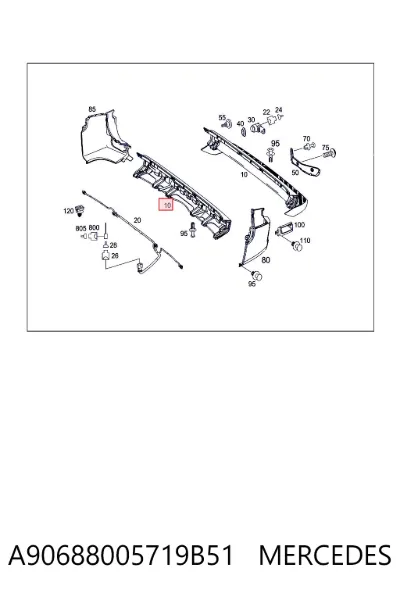 Parachoques trasero, parte central MERCEDES A90688005719B51