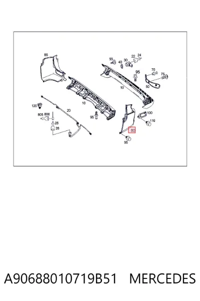 Parachoques trasero, parte izquierda MERCEDES A90688010719B51