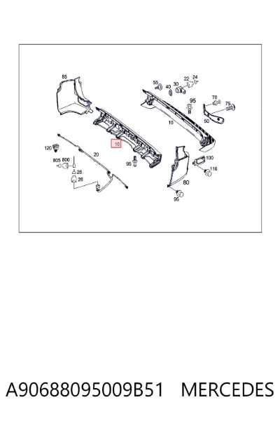 Parachoques trasero, parte central MERCEDES A90688095009B51