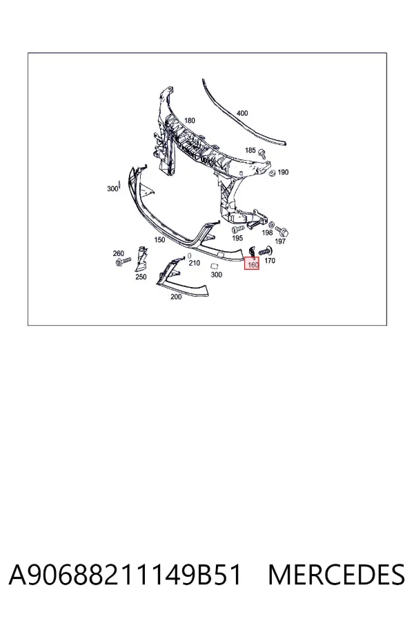 Soporte de moldura inferior de faro derecho A90688211149B51 Mercedes