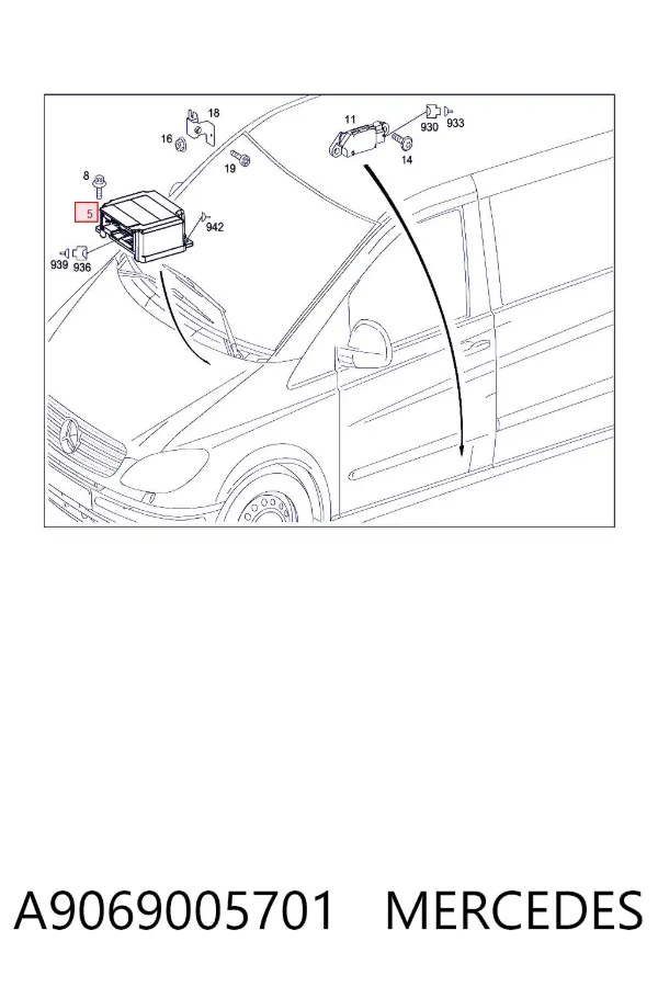 Módulo de control de airbag A9069005701 Mercedes
