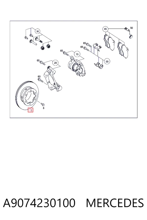 Disco de freno trasero A9074230100 Mercedes